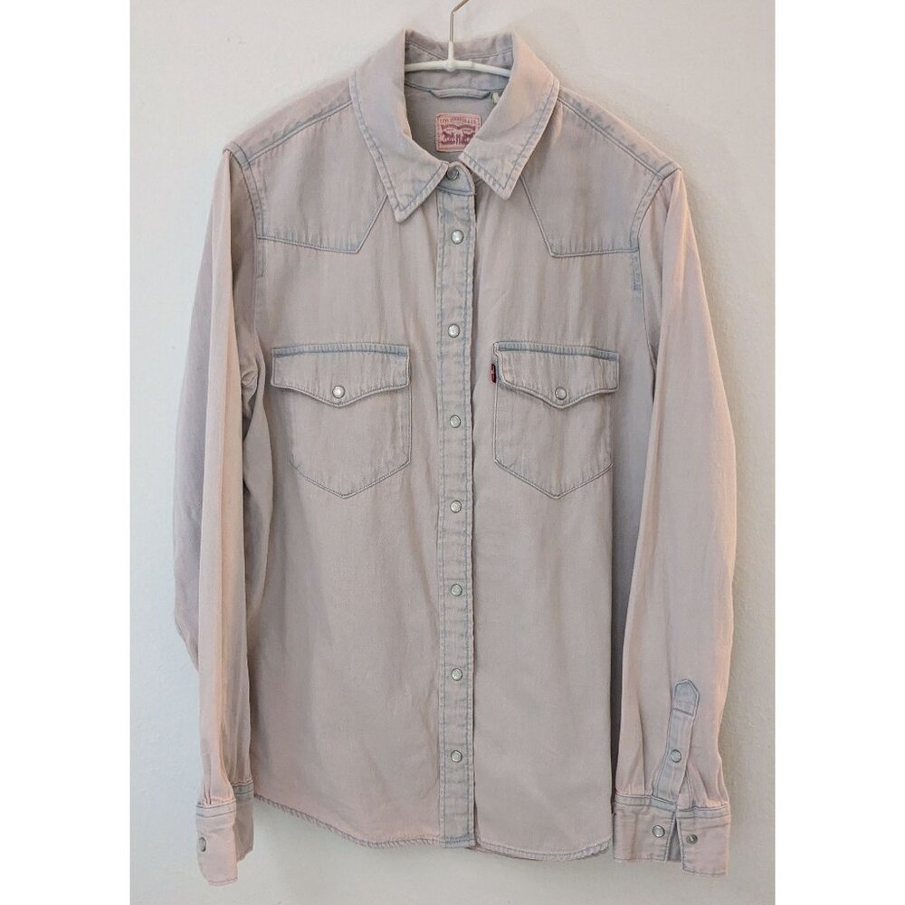 Levi's - Light Gray / Pink Shade Western Shirt, 100% Cotton, Size S
